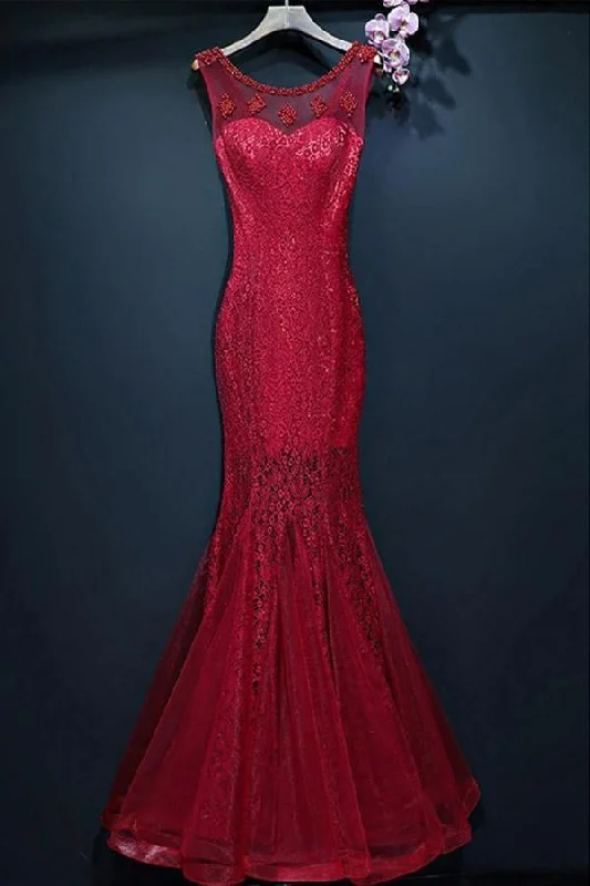 Sparkly sequined party dresses for a glamorous lookBurgundy Long Prom Mermaid Formal Dress With Lace Sleeveless PG690 Sparkly sequined party dresses for a glamorous lookBurgundy Long Prom Mermaid Formal Dress With Lace Sleeveless PG690