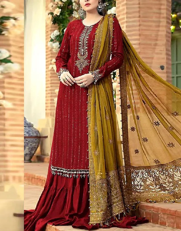 Party dresses with a metallic finish for a shiny and eye - catching effectHeavy Embroidered Maroon Chiffon Party Dress 2024 (DZ15405) Party dresses with a metallic finish for a shiny and eye - catching effectHeavy Embroidered Maroon Chiffon Party Dress 2024 (DZ15405)