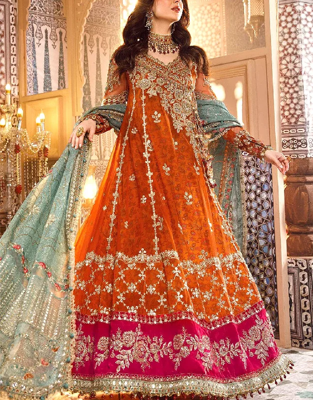 Party dresses with a paisley pattern for a bohemian - inspired lookLuxury Handwork Heavy Embroidered Net Bridal Maxi Dress 2024 (DZ16909) Party dresses with a paisley pattern for a bohemian - inspired lookLuxury Handwork Heavy Embroidered Net Bridal Maxi Dress 2024 (DZ16909)