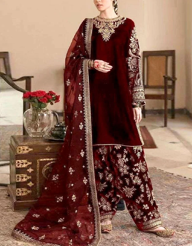 Strapless party dresses with a beaded bodice for added eleganceLuxury Embroidered Maroon Velvet Wedding Dress 2024 (DZ16795) Strapless party dresses with a beaded bodice for added eleganceLuxury Embroidered Maroon Velvet Wedding Dress 2024 (DZ16795)