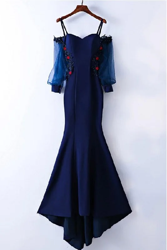 Party dresses with a peplum waist for a feminine and flattering silhouetteGorgeous Mermaid Straps Long Sleeves Prom Dress With Applique PG633 Party dresses with a peplum waist for a feminine and flattering silhouetteGorgeous Mermaid Straps Long Sleeves Prom Dress With Applique PG633