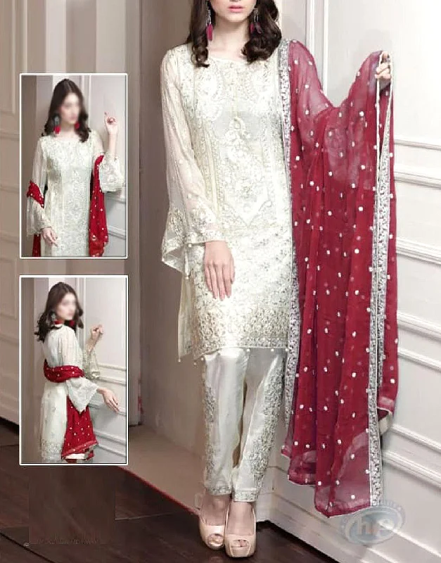 Party dresses with a unique neckline, like a sweetheart or square neck​Heavy Embroidered Chiffon Wedding Dress (DZ13492)