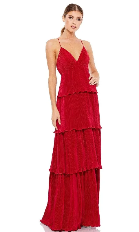 Prom dresses with one - shoulder ruffled straps and geometric patterns for a contemporary and eye - catching formal eventIeena Duggal - 49083 Spaghetti Strap Tiered Simple Prom Dress Prom dresses with one - shoulder ruffled straps and geometric patterns for a contemporary and eye - catching formal eventIeena Duggal - 49083 Spaghetti Strap Tiered Simple Prom Dress