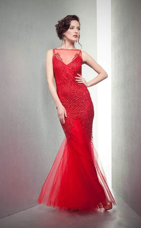 Formal dresses with asymmetric ruffled hems and high - low designs for a fashion - forward and dynamic appearanceMIGNON - Sequined Illusion Trumpet Gown VM1398 Formal dresses with asymmetric ruffled hems and high - low designs for a fashion - forward and dynamic appearanceMIGNON - Sequined Illusion Trumpet Gown VM1398
