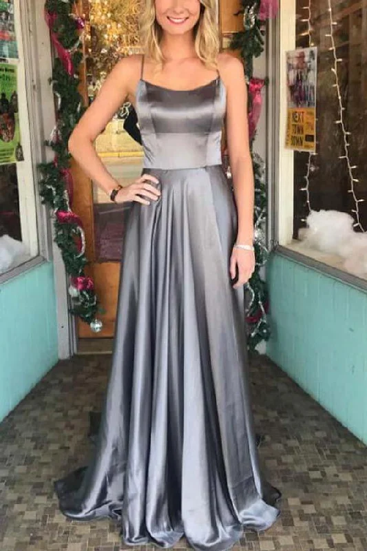 Fairy - themed party dresses with wings and glitter for a magical lookSpaghetti Straps Backless Grey Custom Long Evening Prom Dresses PG653 Fairy - themed party dresses with wings and glitter for a magical lookSpaghetti Straps Backless Grey Custom Long Evening Prom Dresses PG653