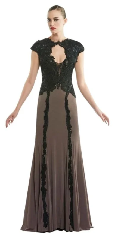 Tea - length formal dresses with lace trim for a semi - formal promSue Wong - Sequined Jewel Neck Jersey Dress N5430 Tea - length formal dresses with lace trim for a semi - formal promSue Wong - Sequined Jewel Neck Jersey Dress N5430