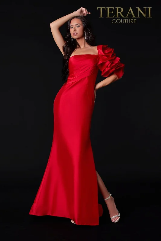 Strapless formal dresses with tulle skirts for a classic prom lookTerani Couture 2111E4727 Strapless formal dresses with tulle skirts for a classic prom lookTerani Couture 2111E4727