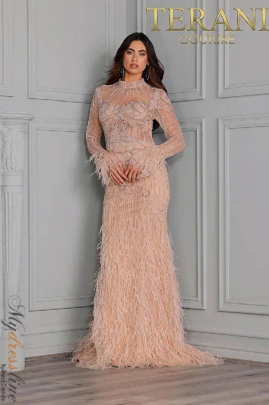 Prom dresses with illusion necklines and crystal embellishments for a formal affairTerani Couture 2214GL0108 Prom dresses with illusion necklines and crystal embellishments for a formal affairTerani Couture 2214GL0108