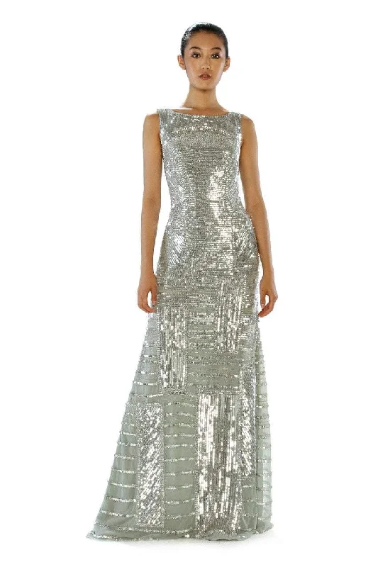 Formal dresses with wrap - around styles and beaded belts for a customized fitTheia - Sequined Bateau Neck Dress 882323 Formal dresses with wrap - around styles and beaded belts for a customized fitTheia - Sequined Bateau Neck Dress 882323