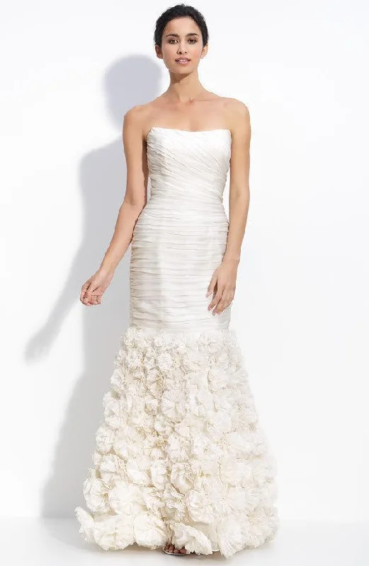 Prom dresses with keyhole backs and rhinestone - studded straps for a flirty lookTheia - Strapless Rosette Organza Gown 890092 Prom dresses with keyhole backs and rhinestone - studded straps for a flirty lookTheia - Strapless Rosette Organza Gown 890092