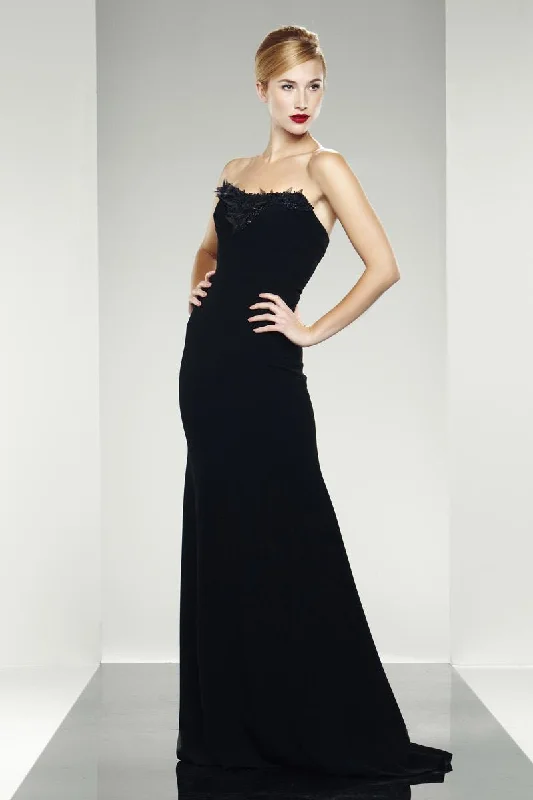 Formal dresses with empire waists and organza overlays for a feminine lookTheia - Strapless Straight Across Neck Dress 880918 Formal dresses with empire waists and organza overlays for a feminine lookTheia - Strapless Straight Across Neck Dress 880918