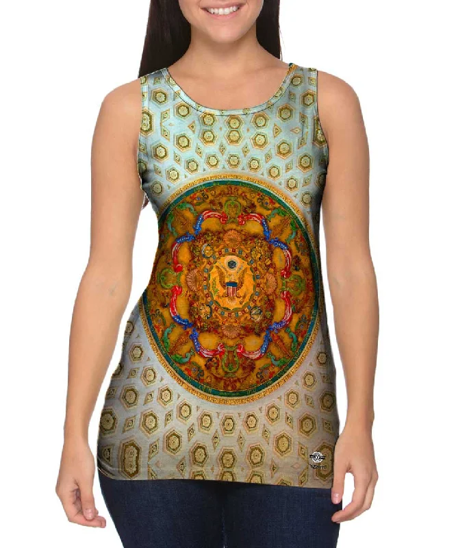 Women's Longline Tank Tops with Abstract PrintsElmer E Garnsey - "Library of Congress Washington DC Ceiling" (1896) Women's Longline Tank Tops with Abstract PrintsElmer E Garnsey - "Library of Congress Washington DC Ceiling" (1896)