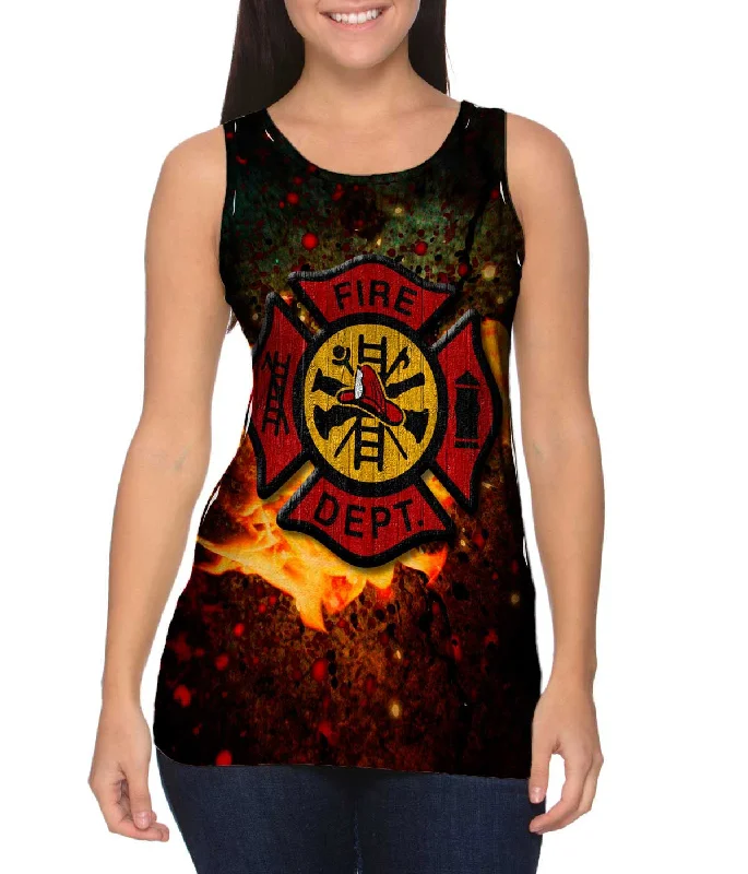 Square Neck Women's Organic Cotton Tank Tops in Earth TonesEmblem Fire