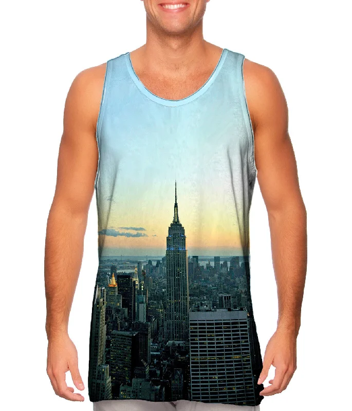Plus Size Women's Glitter - Trimmed Tank Tops for Party NightsEmpire State New York Sunset Plus Size Women's Glitter - Trimmed Tank Tops for Party NightsEmpire State New York Sunset