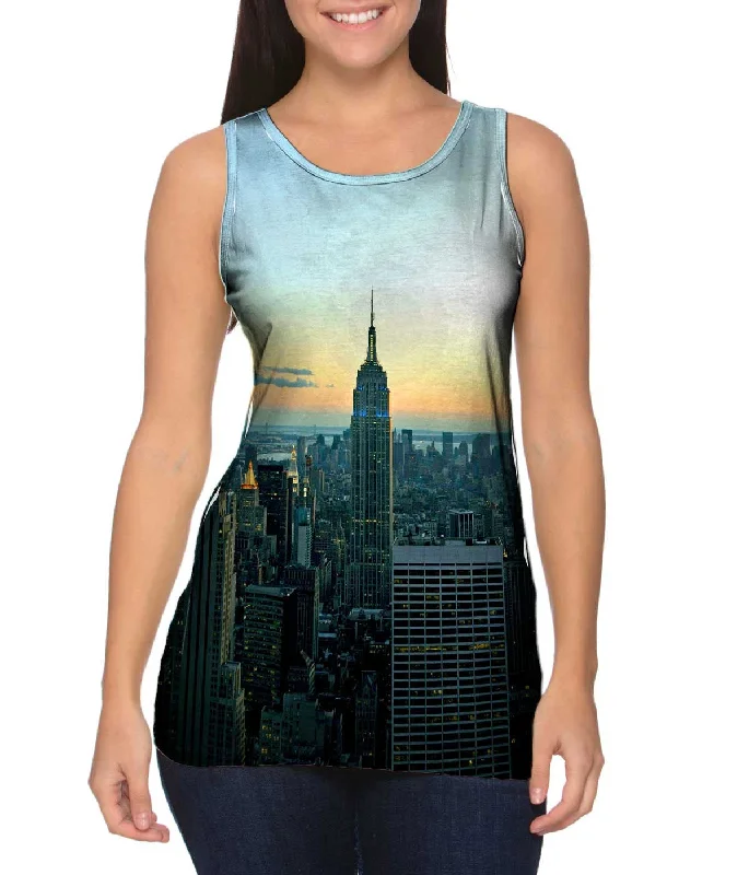 Women's Longline Tank Tops with Abstract PrintsEmpire State New York Sunset