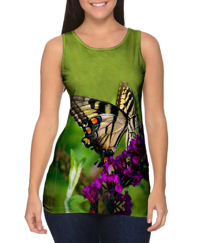 Women's Spaghetti Strap Tank Tops with Geometric PatternsEnchanting Purple Flower Butterfly Women's Spaghetti Strap Tank Tops with Geometric PatternsEnchanting Purple Flower Butterfly