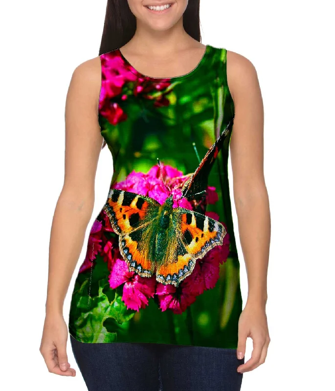 Plus Size Women's Side - Slit Tank Tops in Metallic ShadesEnchanting Tortoise Shell Butterfly Plus Size Women's Side - Slit Tank Tops in Metallic ShadesEnchanting Tortoise Shell Butterfly