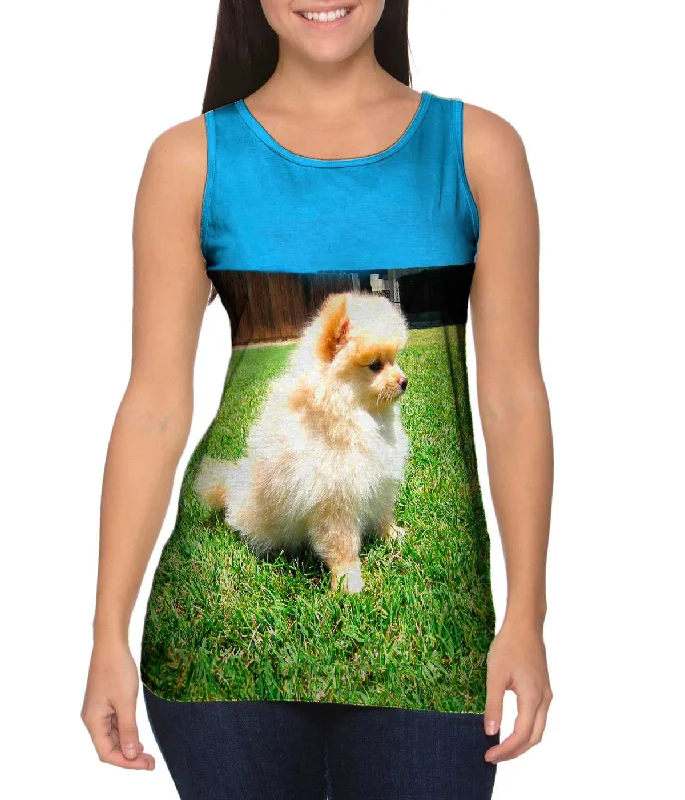 Plus Size Women's Ruffled Hem Tank Tops with Floral PrintsEntranced Pomeranian