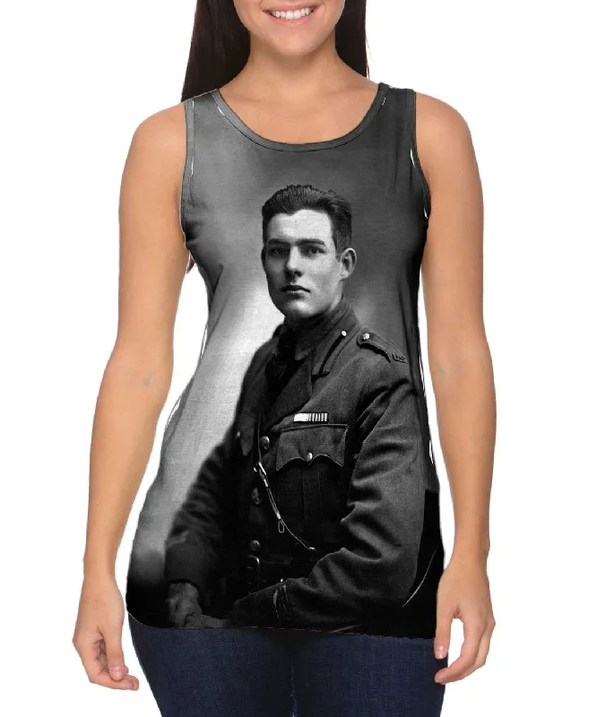 Women's Cropped Tank Tops with Vintage Band LogosErnest Hemingway - "American Author" (1918) Women's Cropped Tank Tops with Vintage Band LogosErnest Hemingway - "American Author" (1918)