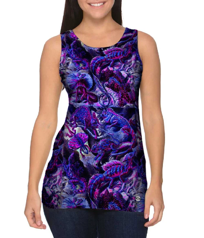 Square Neck Women's Organic Cotton Tank Tops in Earth TonesErnst Haeckel - "Lacertilia Neon" (1904) Square Neck Women's Organic Cotton Tank Tops in Earth TonesErnst Haeckel - "Lacertilia Neon" (1904)