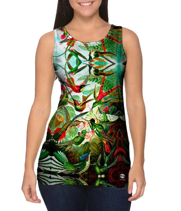Scoop Neck Women's Linen Blend Tank Tops for SummerErnst Haeckel - "Trochilidae " (1904) Scoop Neck Women's Linen Blend Tank Tops for SummerErnst Haeckel - "Trochilidae " (1904)