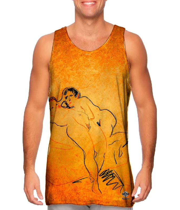 Plus Size Women's Side - Slit Tank Tops in Metallic ShadesErnst Ludwig Kirchner - "Couple" (1907) Plus Size Women's Side - Slit Tank Tops in Metallic ShadesErnst Ludwig Kirchner - "Couple" (1907)