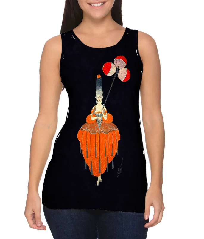 Plus Size Women's Embroidered Tank Tops in Boho StylesErte - "Lantern Bearer" (1919) Plus Size Women's Embroidered Tank Tops in Boho StylesErte - "Lantern Bearer" (1919)
