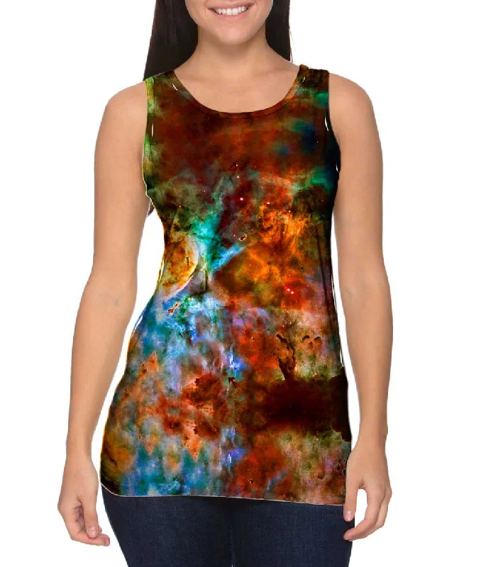 Women's Button - Down Tank Tops in Striped PatternsEta Carinae Nebula 1 Space Galaxy