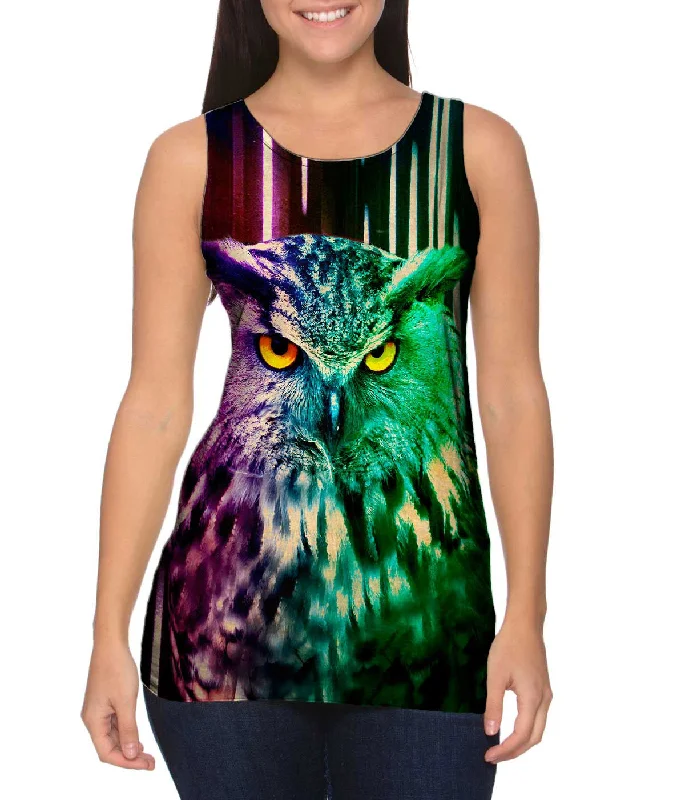 Plus Size Women's Side - Slit Tank Tops in Metallic ShadesEuropa Owl