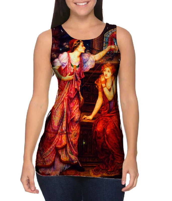 V - Neck Women's Moisture - Wicking Tank Tops for RunningEvelyn De Morgan - "Queen Eleanor And Fair Rosamund" (1905) V - Neck Women's Moisture - Wicking Tank Tops for RunningEvelyn De Morgan - "Queen Eleanor And Fair Rosamund" (1905)