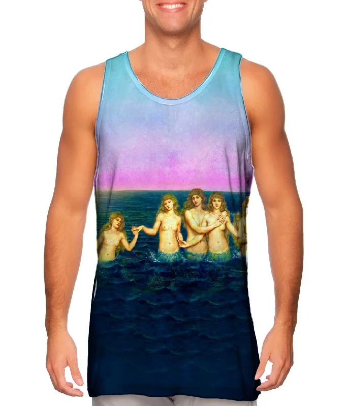 Scoop Neck Women's Linen Blend Tank Tops for SummerEvelyn De Morgan - "The Sea Maidens" (1886) Scoop Neck Women's Linen Blend Tank Tops for SummerEvelyn De Morgan - "The Sea Maidens" (1886)