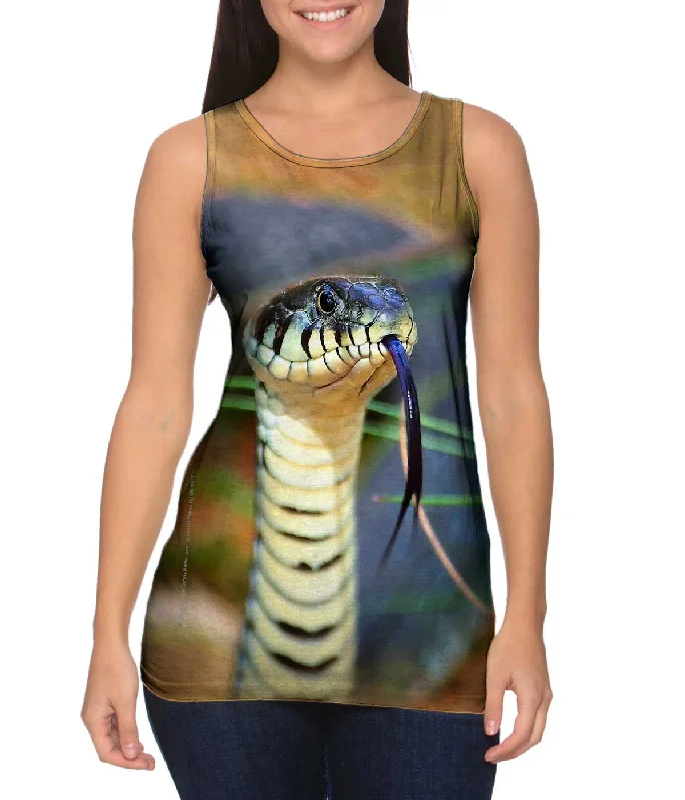 Plus Size Women's Side - Slit Tank Tops in Metallic ShadesEvil Snake Stare