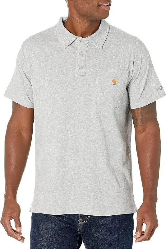 Women's sweatshirt with a mesh panel insert for breathability during workoutsForce Cotton Pocket Polo Shirt - Heather Grey Women's sweatshirt with a mesh panel insert for breathability during workoutsForce Cotton Pocket Polo Shirt - Heather Grey