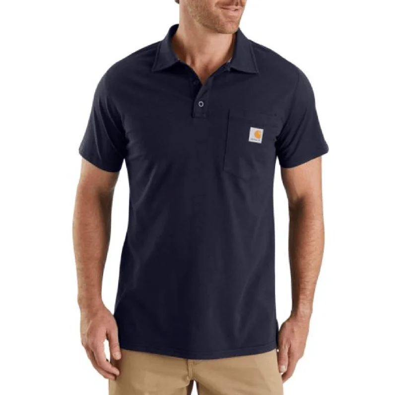 Women's cropped sweatshirt with a slogan graphic for a fun and expressive lookForce Coton Pocket Polo Shirt - Navy Women's cropped sweatshirt with a slogan graphic for a fun and expressive lookForce Coton Pocket Polo Shirt - Navy