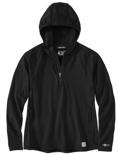 Women's mock - neck sweatshirt made of moisture - wicking material for fitness useWomen's Force Relaxed Fit Half-Zip Hooded T-Shirt - Black Women's mock - neck sweatshirt made of moisture - wicking material for fitness useWomen's Force Relaxed Fit Half-Zip Hooded T-Shirt - Black
