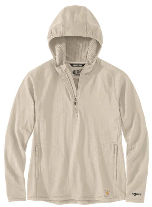 Women's sweatshirt with a mesh panel insert for breathability during workoutsWomen's Force Relaxed Fit Half-Zip Hooded T-Shirt - Oat Milk Women's sweatshirt with a mesh panel insert for breathability during workoutsWomen's Force Relaxed Fit Half-Zip Hooded T-Shirt - Oat Milk