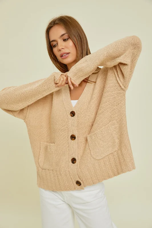 Women's zip - front sweatshirt with contrast stitching for a sporty aestheticOatmeal Button Up Sweater Cardigan Women's zip - front sweatshirt with contrast stitching for a sporty aestheticOatmeal Button Up Sweater Cardigan