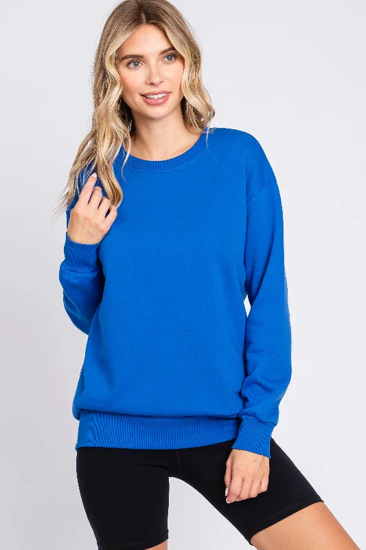 Women's mock - neck sweatshirt made of moisture - wicking material for fitness useRoyal Blue Pullover Sweatshirt Women's mock - neck sweatshirt made of moisture - wicking material for fitness useRoyal Blue Pullover Sweatshirt