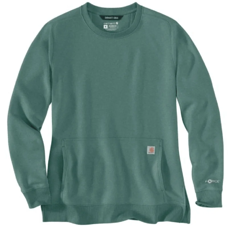 Women's hoodie with a kangaroo pocket and a pom - pom drawstring for added charmWomen's Long Sleeve Force Crew Sweatshirt - Slate Green Women's hoodie with a kangaroo pocket and a pom - pom drawstring for added charmWomen's Long Sleeve Force Crew Sweatshirt - Slate Green