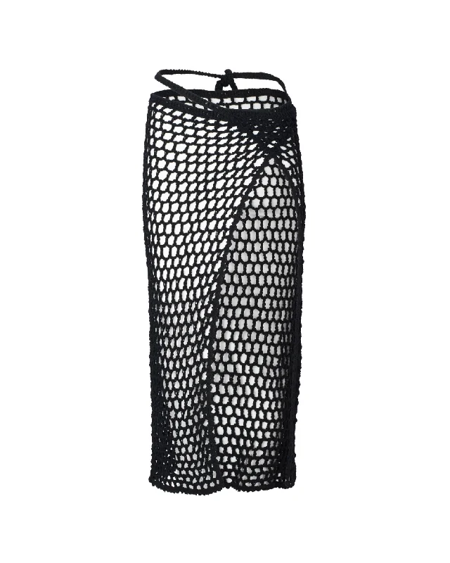 See - through cover ups for a sexy and alluring beach outfitAlessia Black Long Crochet Skirt See - through cover ups for a sexy and alluring beach outfitAlessia Black Long Crochet Skirt