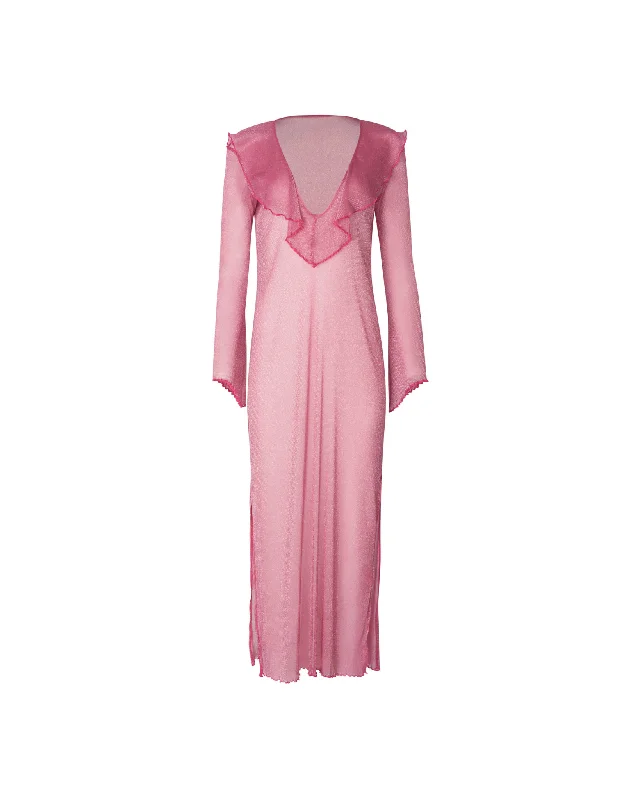 Striped cotton - blend cover ups for a classic and casual beachwearAntonia Ruffled Fuchsia Cover Up Dress Striped cotton - blend cover ups for a classic and casual beachwearAntonia Ruffled Fuchsia Cover Up Dress