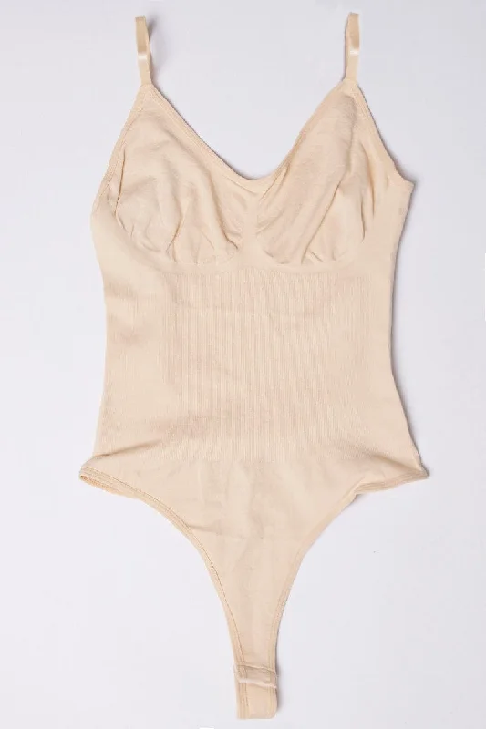 Ruffled Bodysuits with a Playful and Feminine TouchBeige Seamless Backless Sculpting Bodysuit Ruffled Bodysuits with a Playful and Feminine TouchBeige Seamless Backless Sculpting Bodysuit