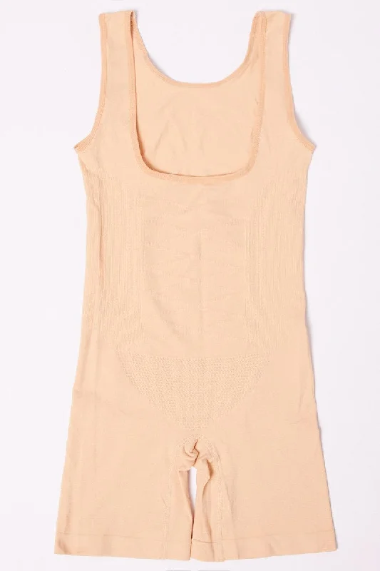 Cut - Out Bodysuits for a Trendy and Fashion - Forward StyleBeige Seamless Open Bust Sculpting Bodysuit Cut - Out Bodysuits for a Trendy and Fashion - Forward StyleBeige Seamless Open Bust Sculpting Bodysuit