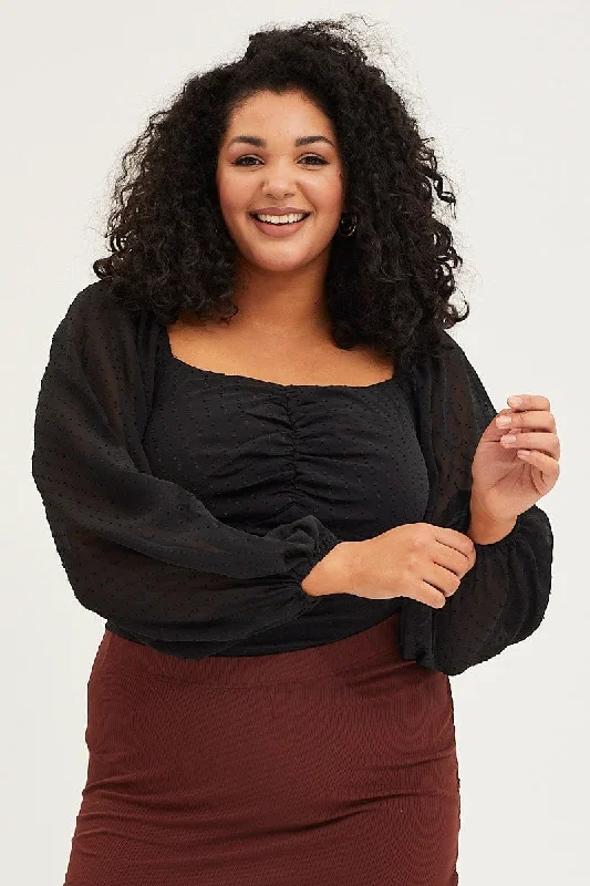 Sheer Bodysuits for a Seductive and Alluring OutfitBlack Ruched Bodysuit Textured Long Sleeve Sheer Bodysuits for a Seductive and Alluring OutfitBlack Ruched Bodysuit Textured Long Sleeve