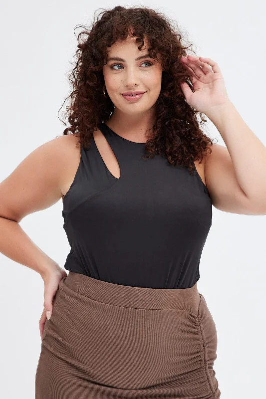 Seamless Bodysuits for a Smooth Underwear LookBlack Sleeveless Bodysuit Cutout Shoulder Jersey Seamless Bodysuits for a Smooth Underwear LookBlack Sleeveless Bodysuit Cutout Shoulder Jersey