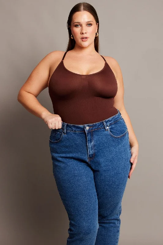 Button - Front Bodysuits with a Classic and Timeless AppealBrown Seamless Sculpting Bodysuit Button - Front Bodysuits with a Classic and Timeless AppealBrown Seamless Sculpting Bodysuit