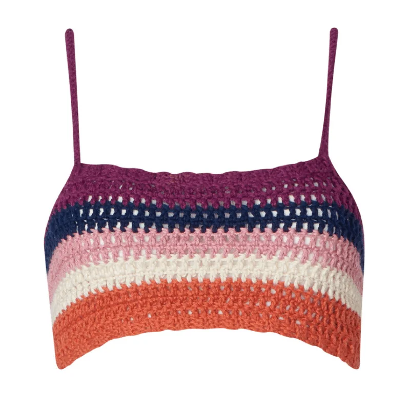 Anti - UV ray cover ups for outdoor summer activitiesGia Sunset Crochet Crop Top