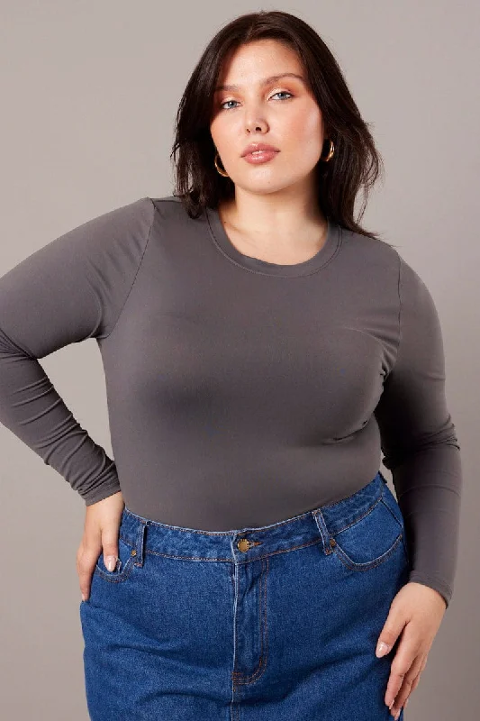 Convertible Straps Bodysuits for Multiple Styling OptionsGrey Bodysuit Long Sleeve Crew Neck Supersoft Convertible Straps Bodysuits for Multiple Styling OptionsGrey Bodysuit Long Sleeve Crew Neck Supersoft