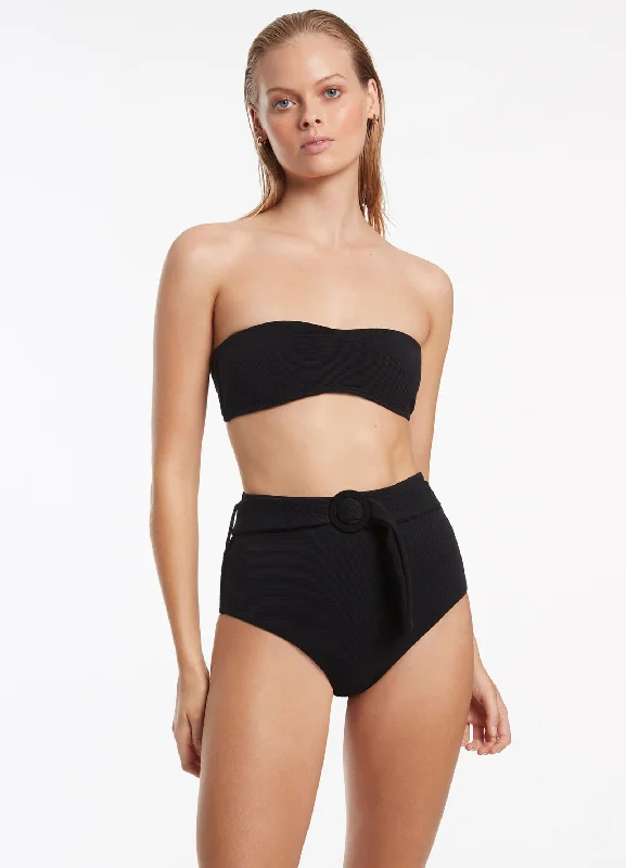 Sports bikini for high - intensity water activities like surfingIsla Rib Belted High Waisted Bikini Bottom - Black Sports bikini for high - intensity water activities like surfingIsla Rib Belted High Waisted Bikini Bottom - Black