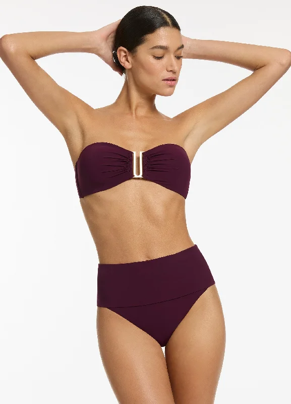 Plus - size bikini with full - coverage options for comfort and confidenceJetset Fold Down High Waisted Bikini Bottom - Port Plus - size bikini with full - coverage options for comfort and confidenceJetset Fold Down High Waisted Bikini Bottom - Port